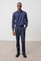 Polo Manches Longues Jacob En Laine M Rinos Marine