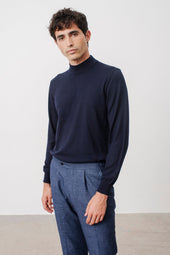 Sweater Col Montant Terrence En Laine M Rinos Marine