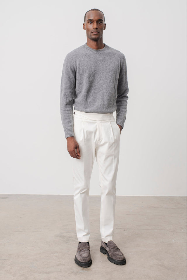 Sweater Col Rond Scott En Laine M Rinos Gris