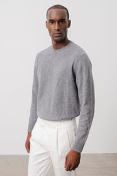Sweater Col Rond Scott En Laine M Rinos Gris