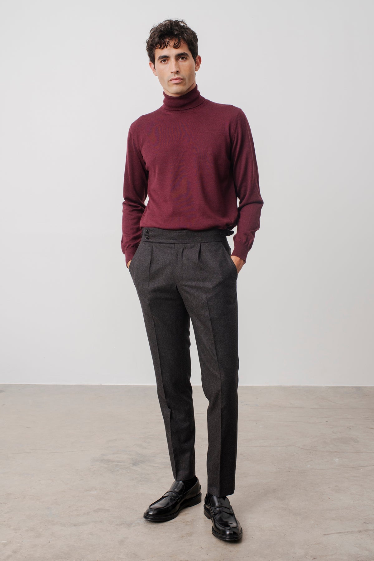 Pants Georges double boucle marron
