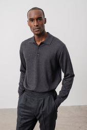 Polo Manches Longues Jacob En Laine M Rinos Gris