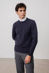 Sweater Col Rond Scott En Laine M Rinos Marine