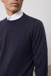 Sweater Col Rond Scott En Laine M Rinos Marine