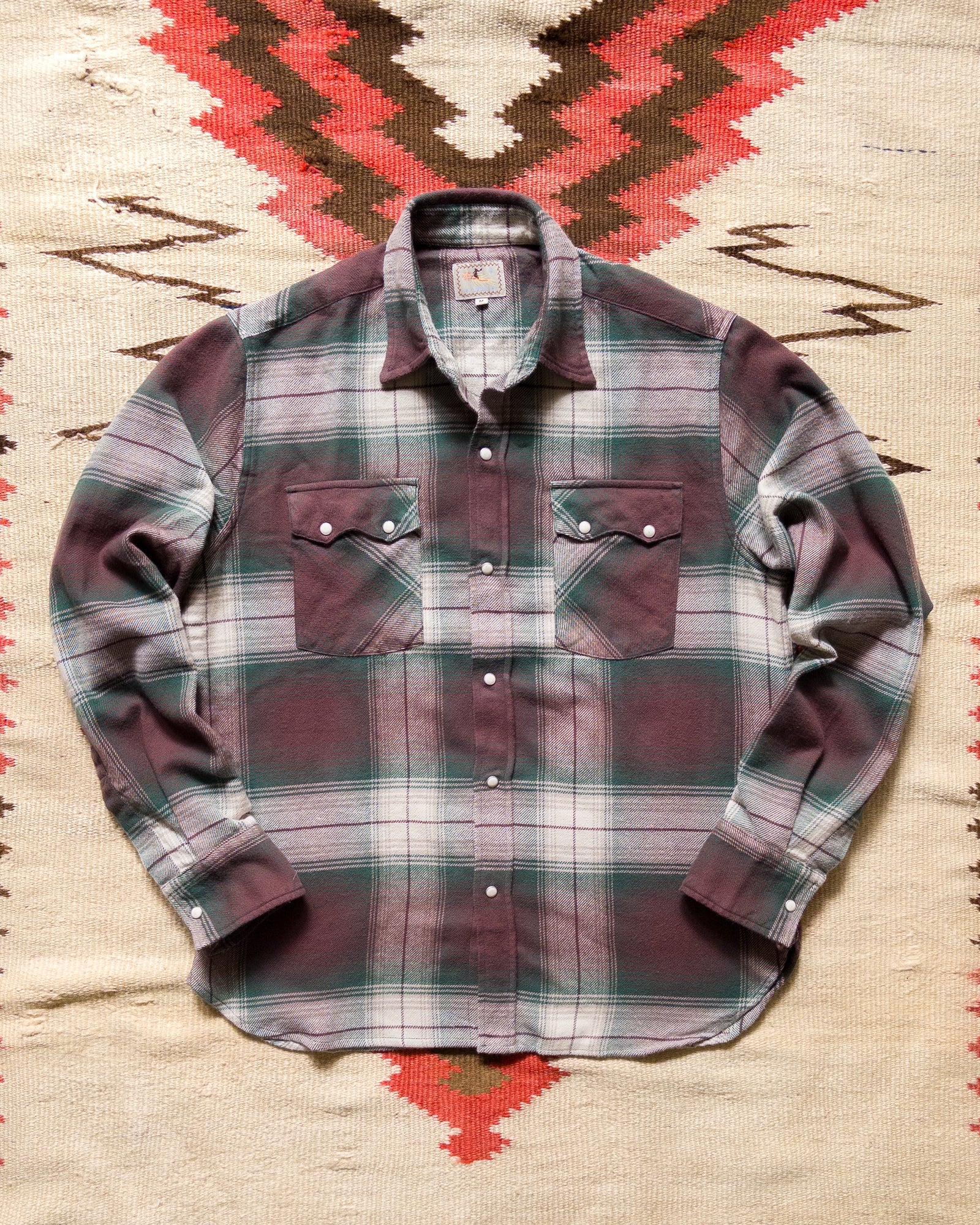 Washed Flannel Pearlsnap Shirt Grizzly Shadow Plaid