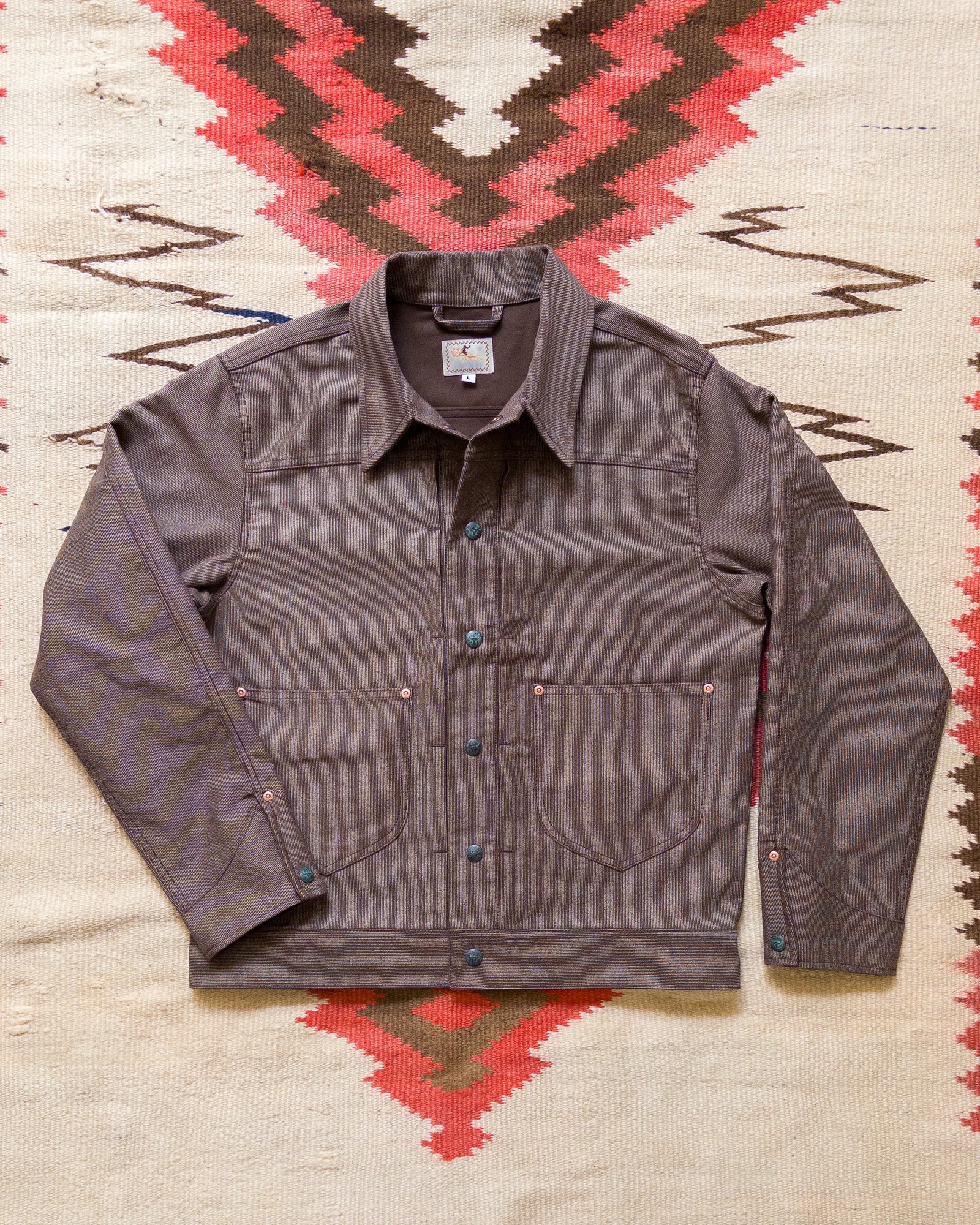 Japanese Wabash Stripe Moleskin Ranch Jacket Brown