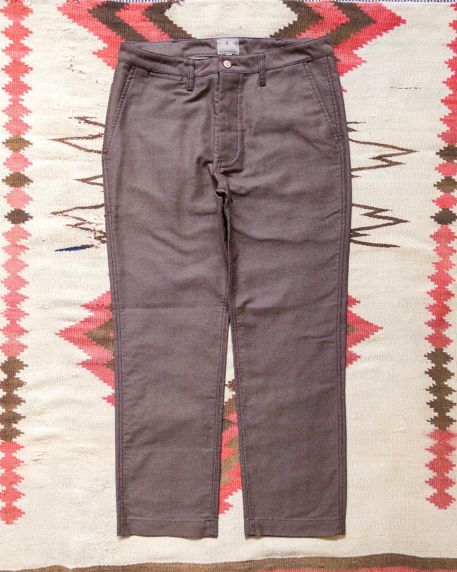 Japanese Wabash Stripe Moleskin Chinos Brown