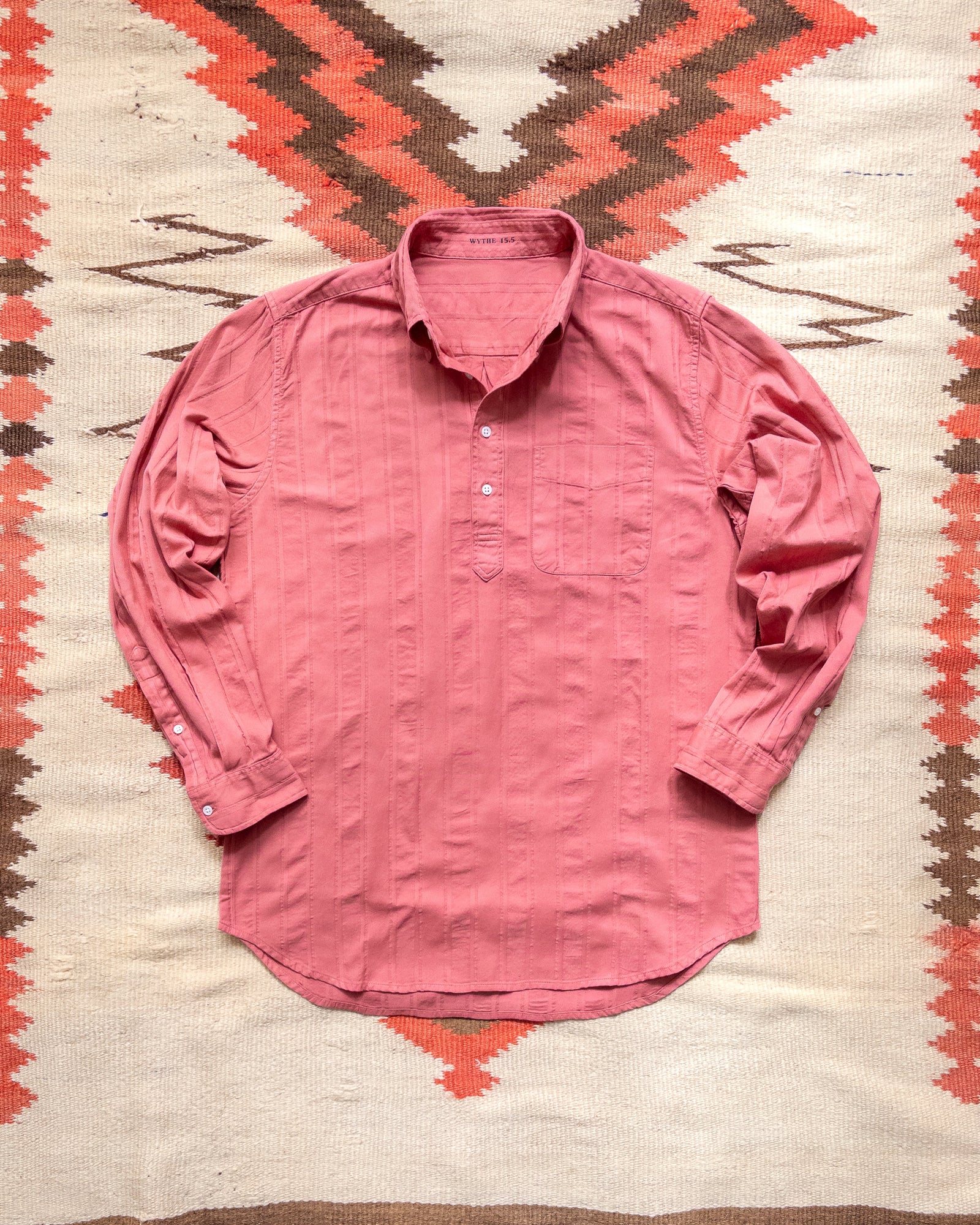 French Hickory Stripe Popover Button Down Poppy Red