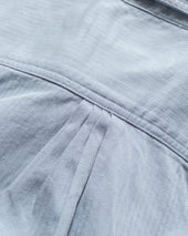 Cotton Herringbone Officer's Shirt - Faded Bench Blue