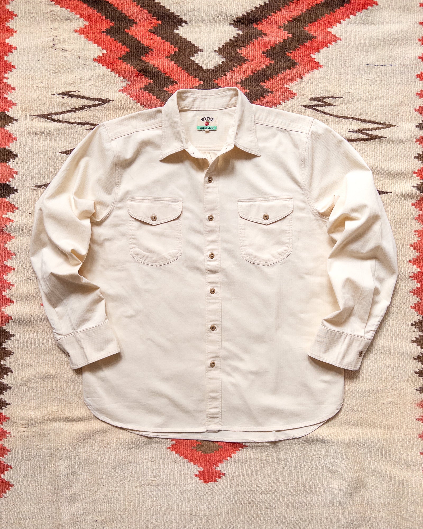 Cotton Herringbone Officer S Shirt Buttermilk