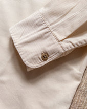 Cotton Herringbone Officer's Shirt - Buttermilk