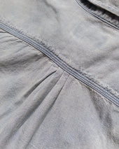 Embroidered Chambray Workshirt - Distressed and Sunfaded Indigo