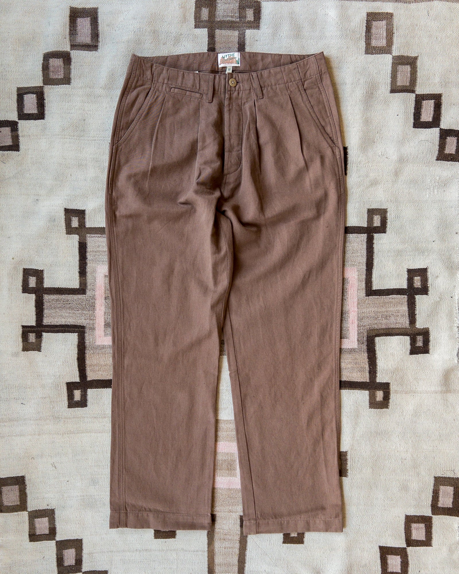 Pleated Cotton Linen Twill Chino Churro