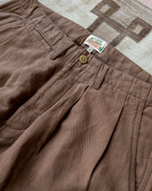 Pleated Cotton Linen Twill Chino Churro