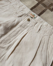 Pleated Cotton Linen Twill Chino Unbleached