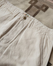 Flat Front Cotton Linen Twill Chino Unbleached