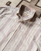 Washed Madras Button Down Collar Shirt Earthtone Stripe