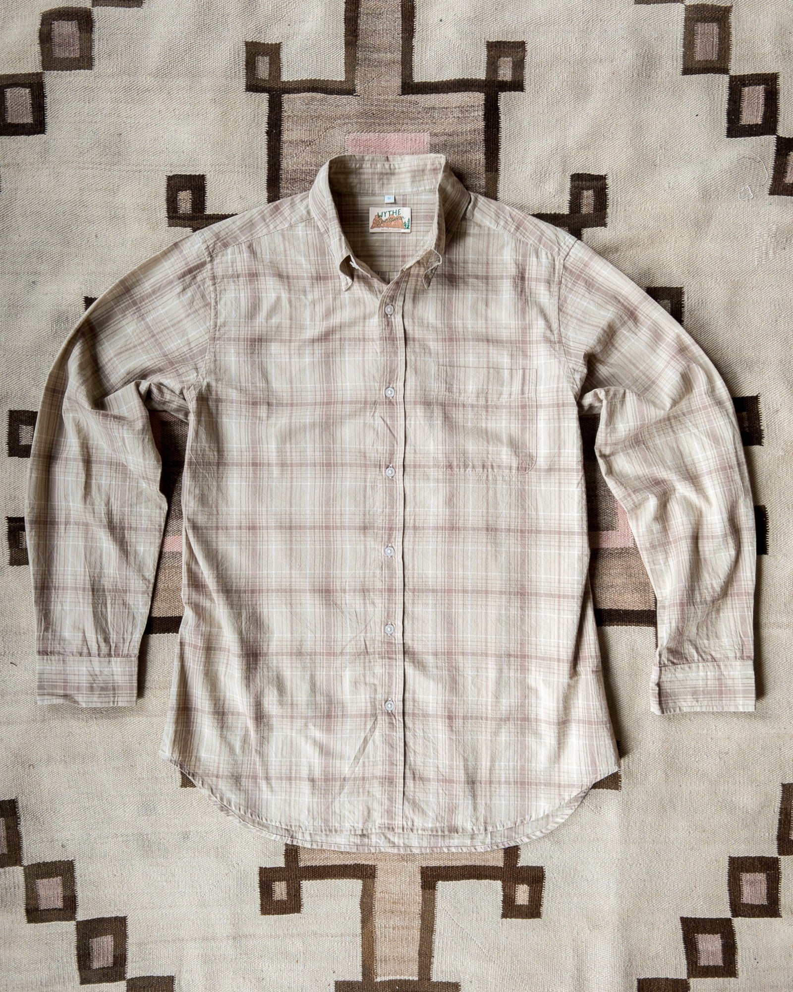 Washed Madras Button Down Collar Shirt Earthtone Plaid