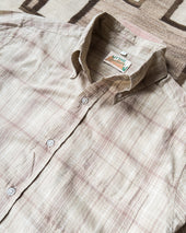 Washed Madras Button Down Collar Shirt Earthtone Plaid