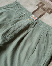 Pleated Cotton Linen Twill Chino Faded