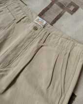 Pleated Cotton Linen Twill Chino Camp