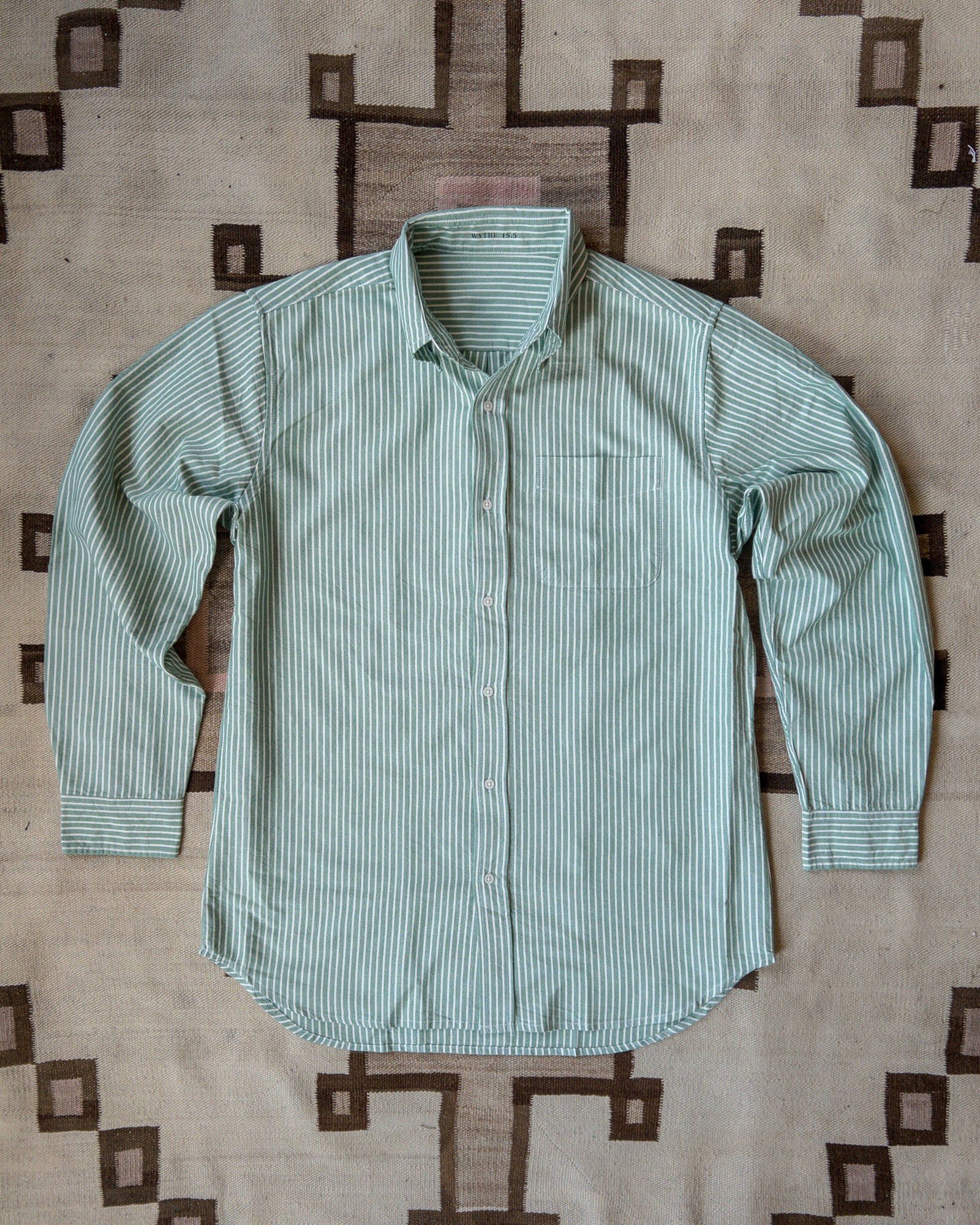 Oxford Cloth Button Down Evergreen Stripe
