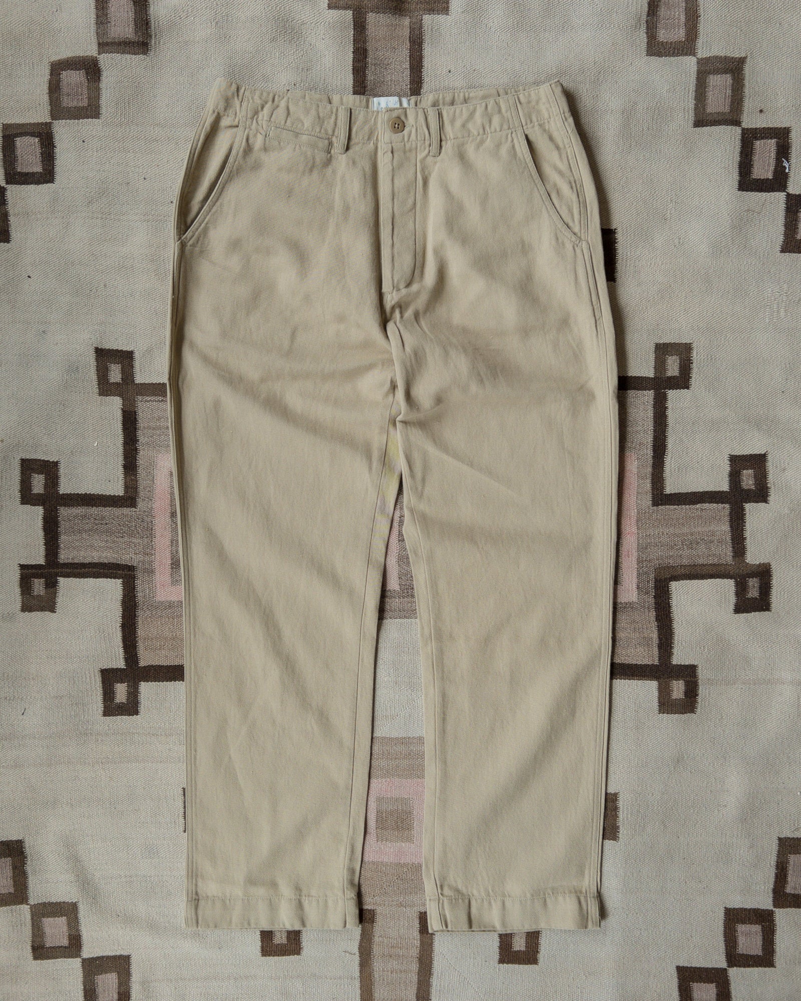 Flat Front Cotton Linen Twill Chino Camp