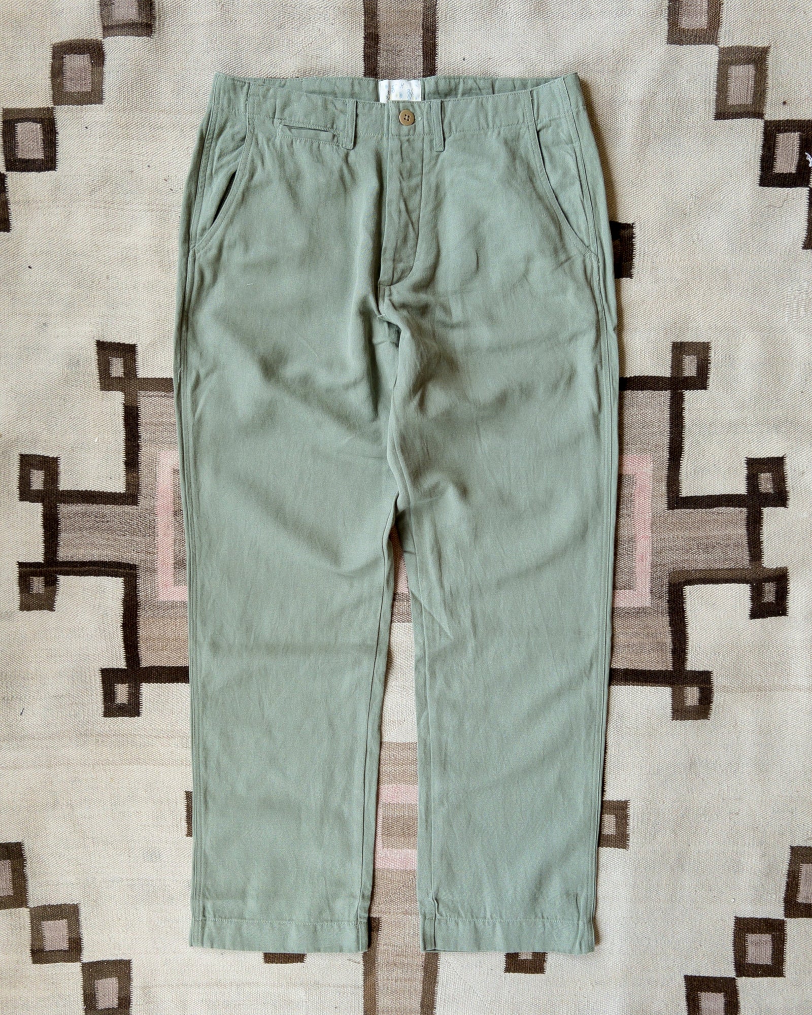 Flat Front Cotton Linen Twill Chino Faded