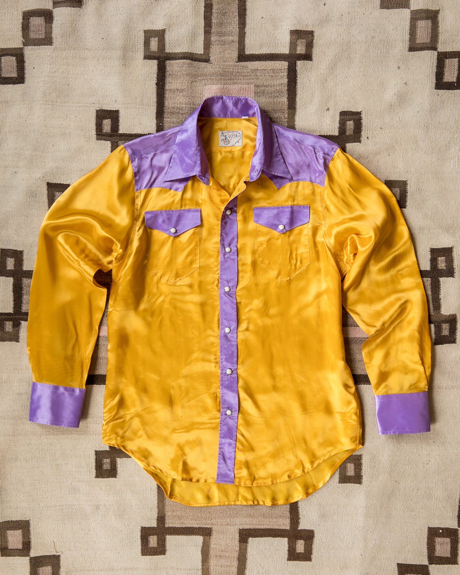 Colorblocked Satin Rodeo Shirt Sunset Sherbet