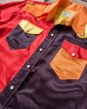 Colorblocked Satin Rodeo Shirt Firestorm