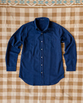 Indigo Yarn-Dyed Sateen Button Down Shirt