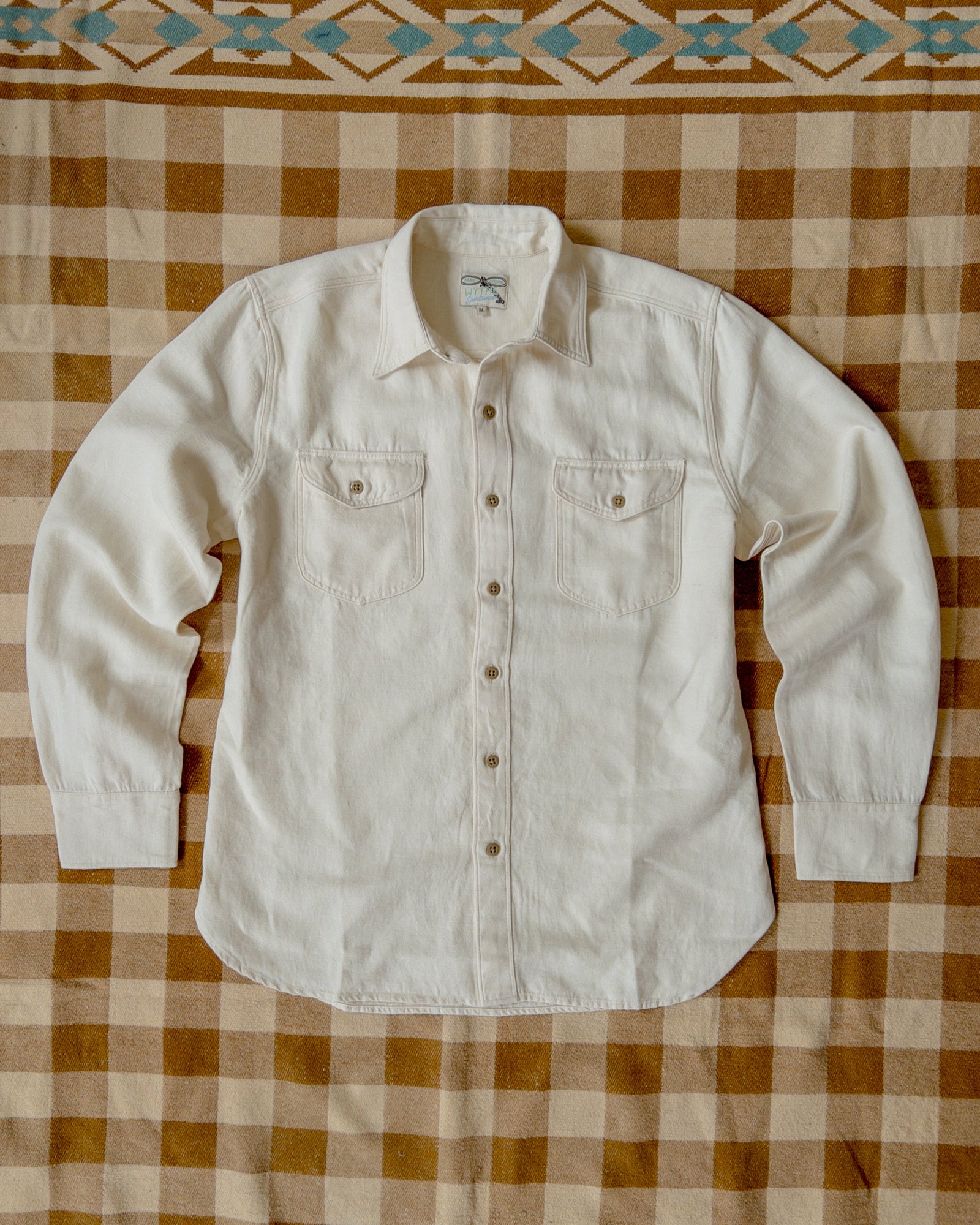 Cotton Linen Twill Officer S Shirt Unbleached