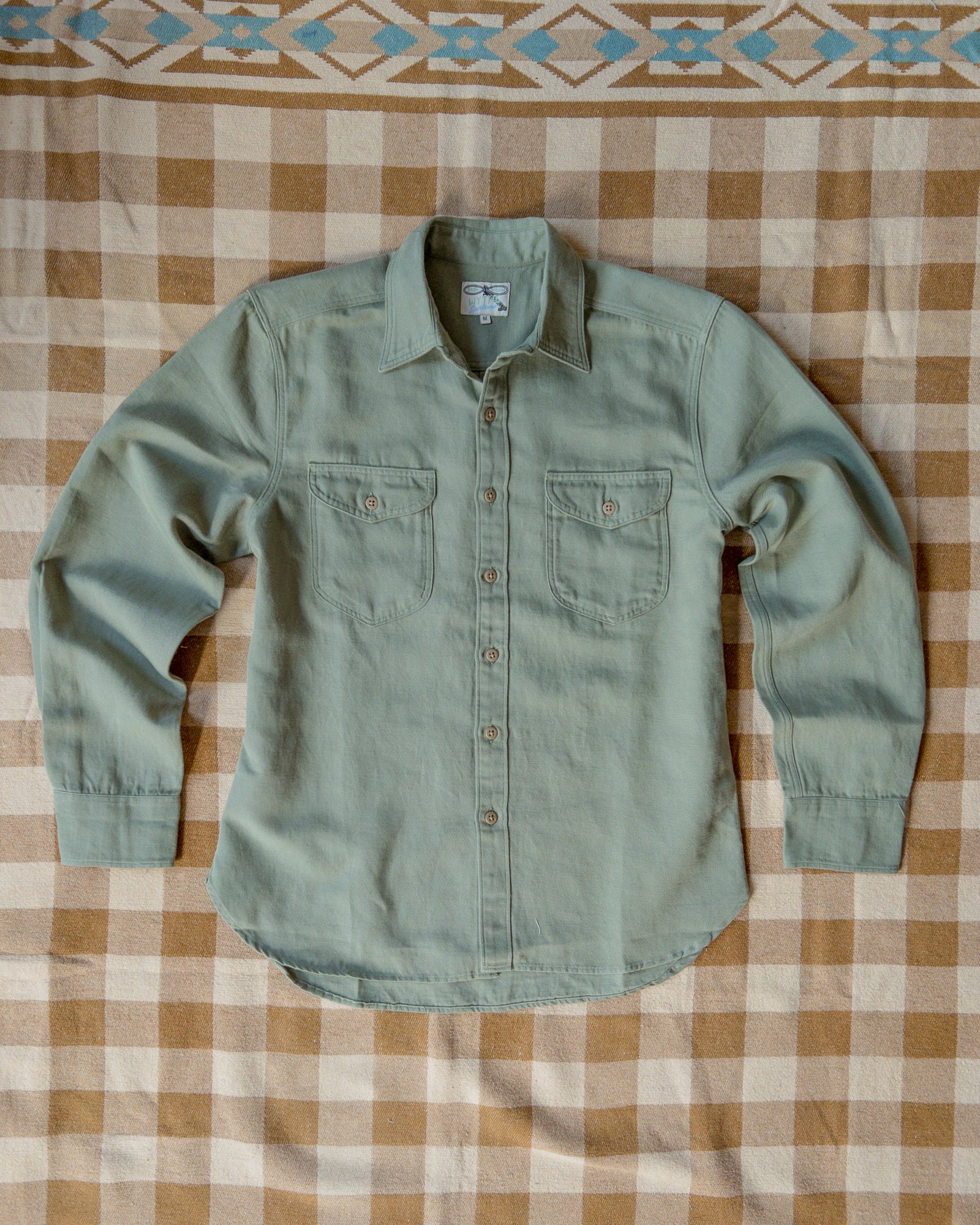 Cotton Linen Twill Officer S Shirt Faded