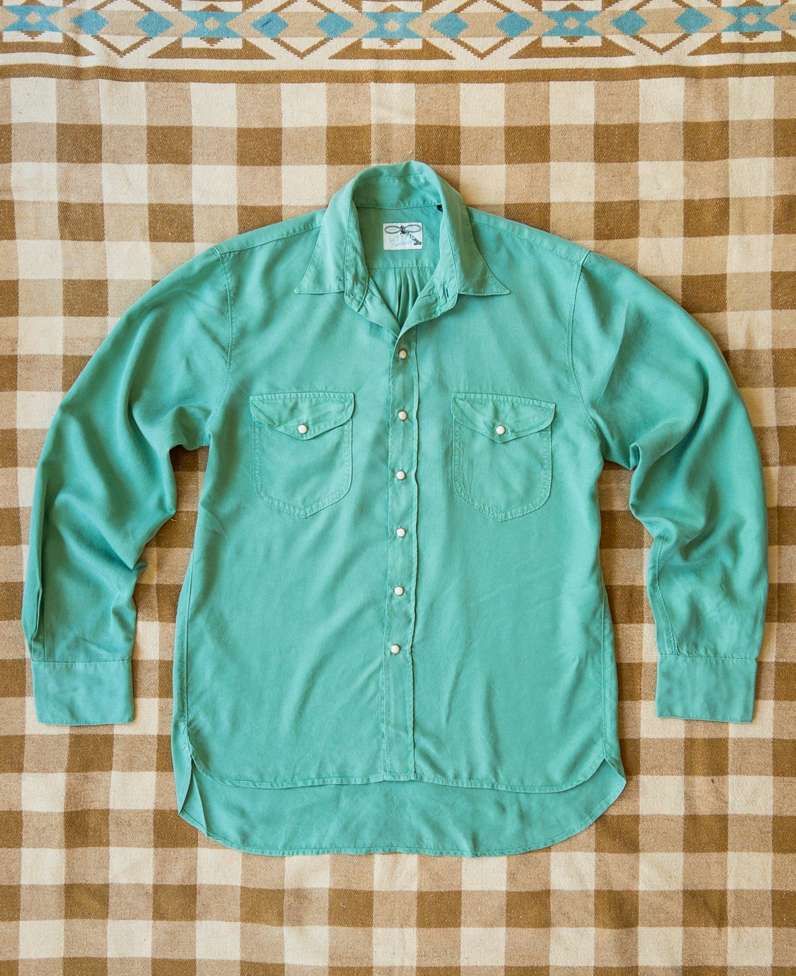 Tencel Gabardine Pearlsnap Shirt Celadon