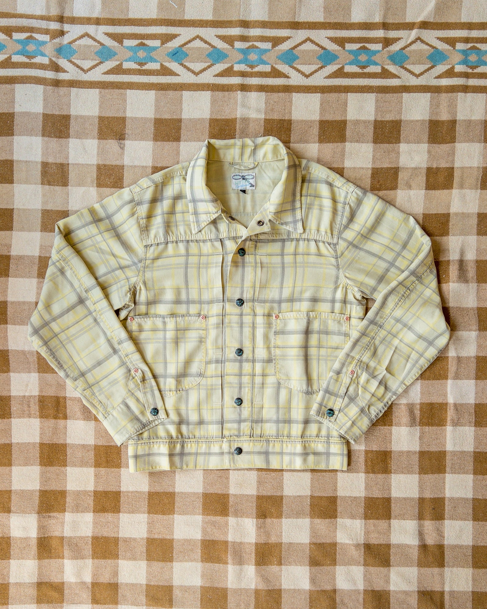 Printed Corral Plaid Tencel Ranch Jacket Sunflower