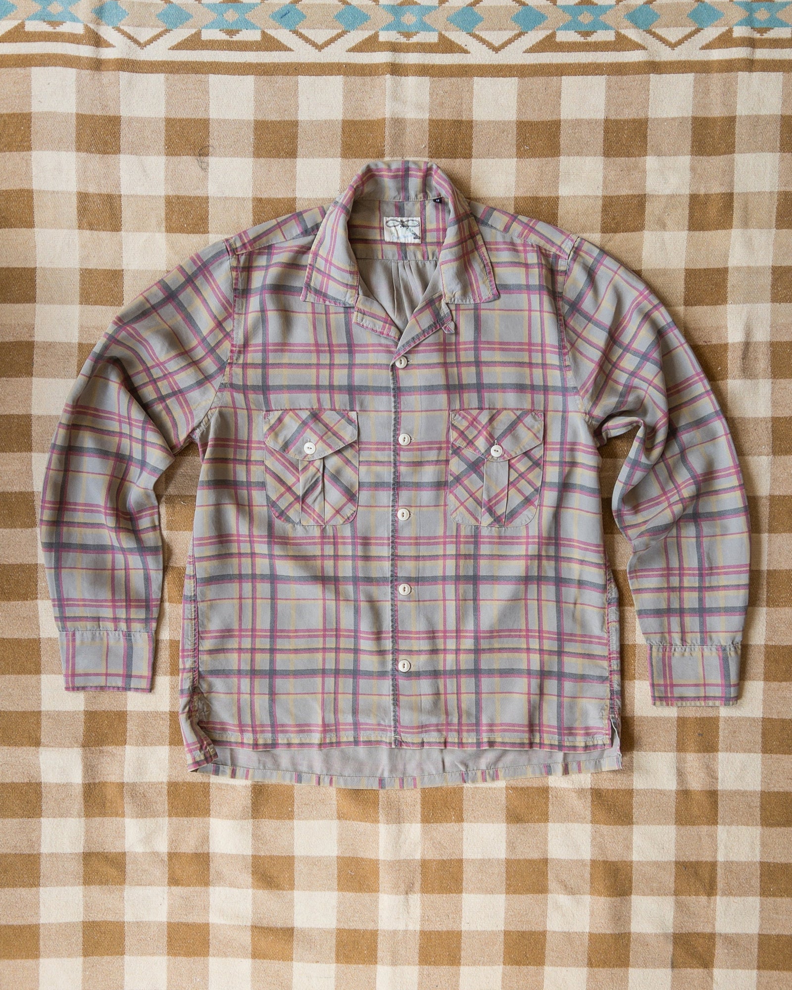 Printed Corral Plaid Tencel Patio Shirt