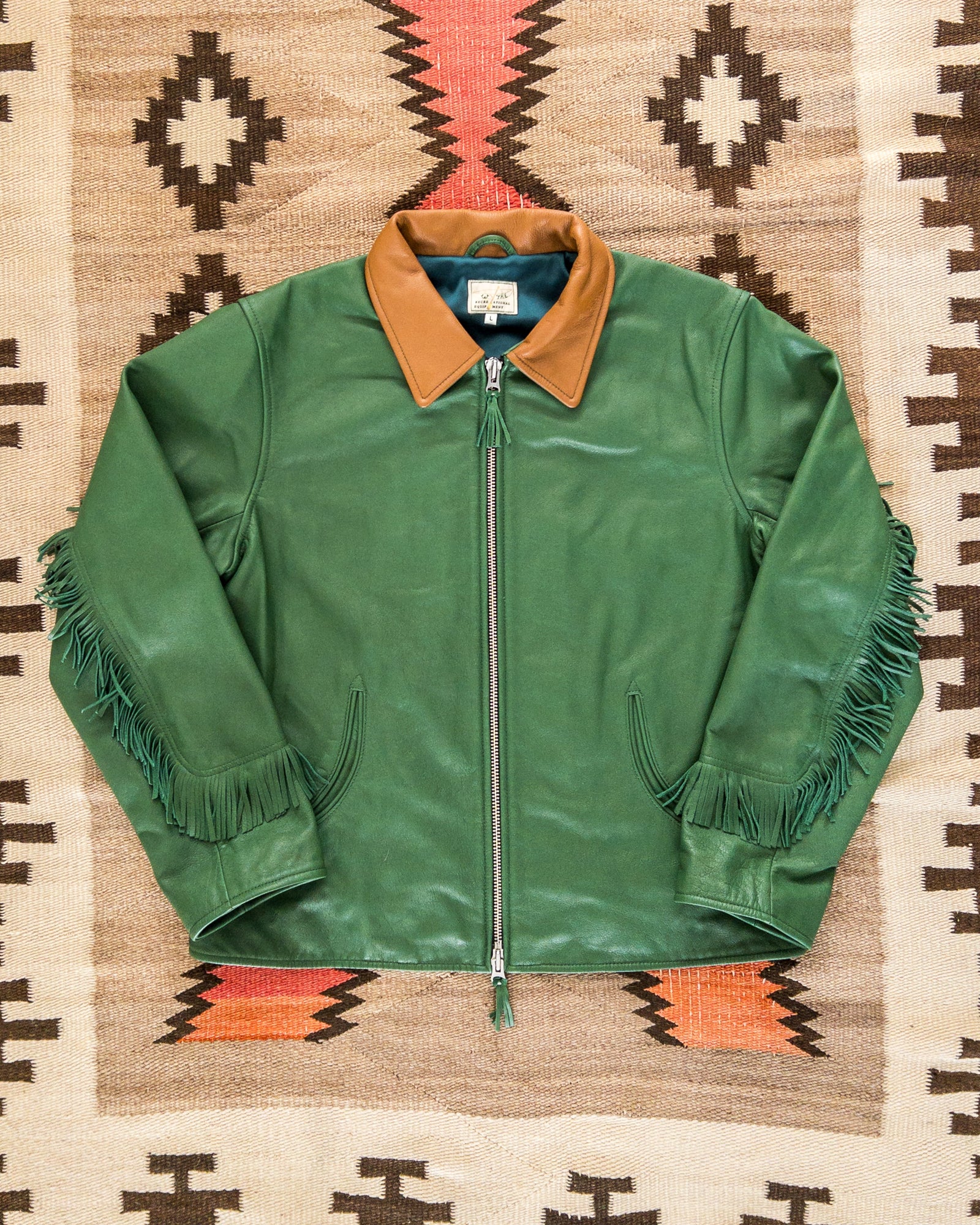 Mustang Fringe Leather Jacket Green