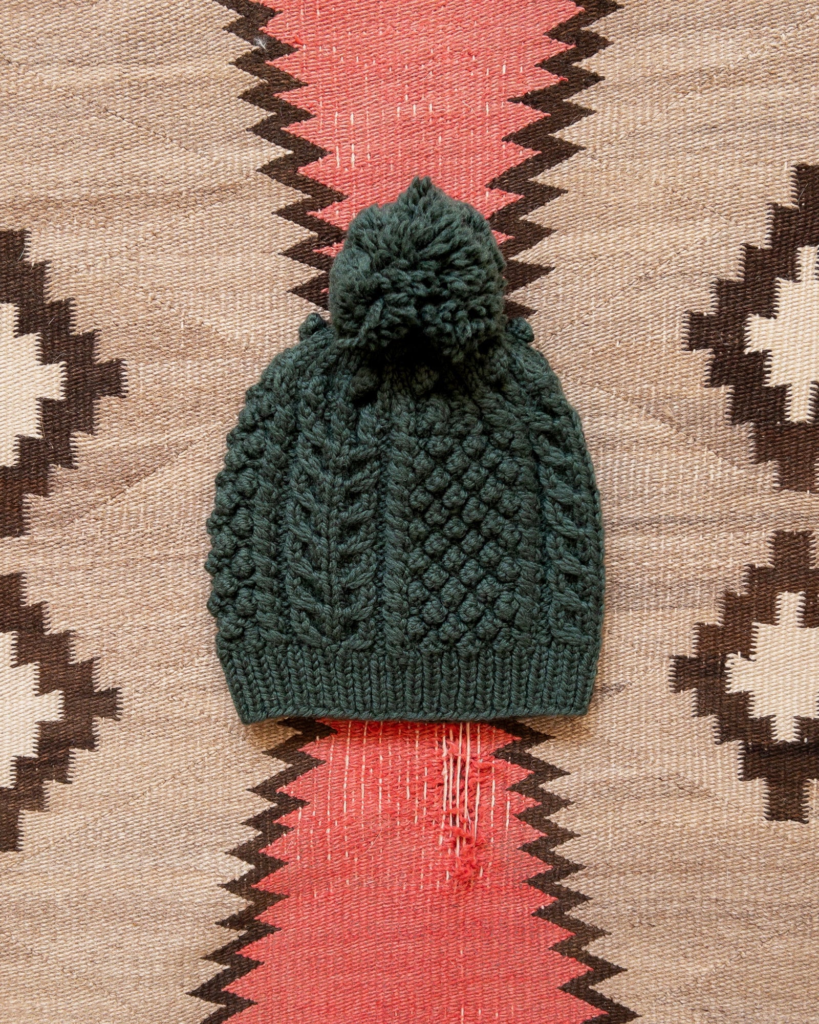 Bramble Stitch Hand Knit Beanie Evergreen