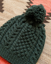 Bramble Stitch Hand Knit Beanie Evergreen