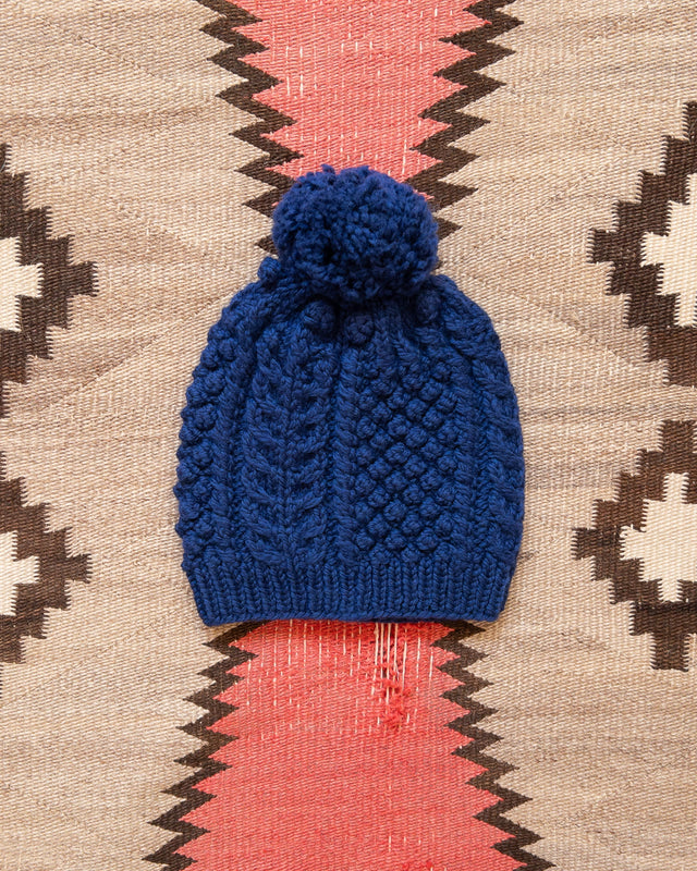 Bramble Stitch Hand-knit Beanie - Royal Blue