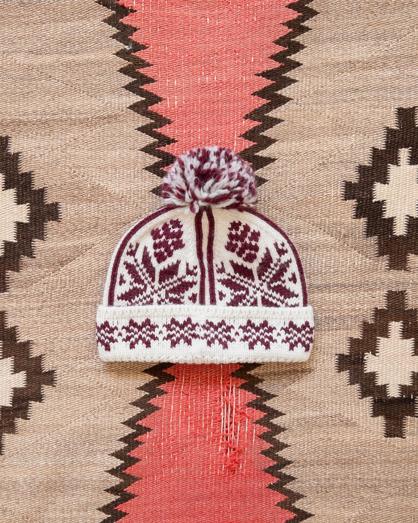 Jacquard Pom Beanie Bordeaux