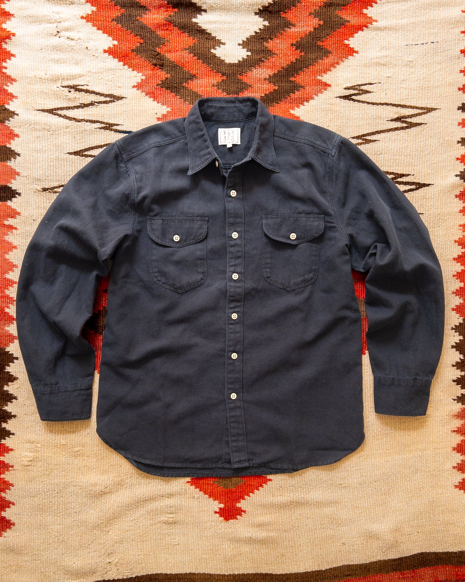 Cotton Linen Twill Officer S Shirt Faded