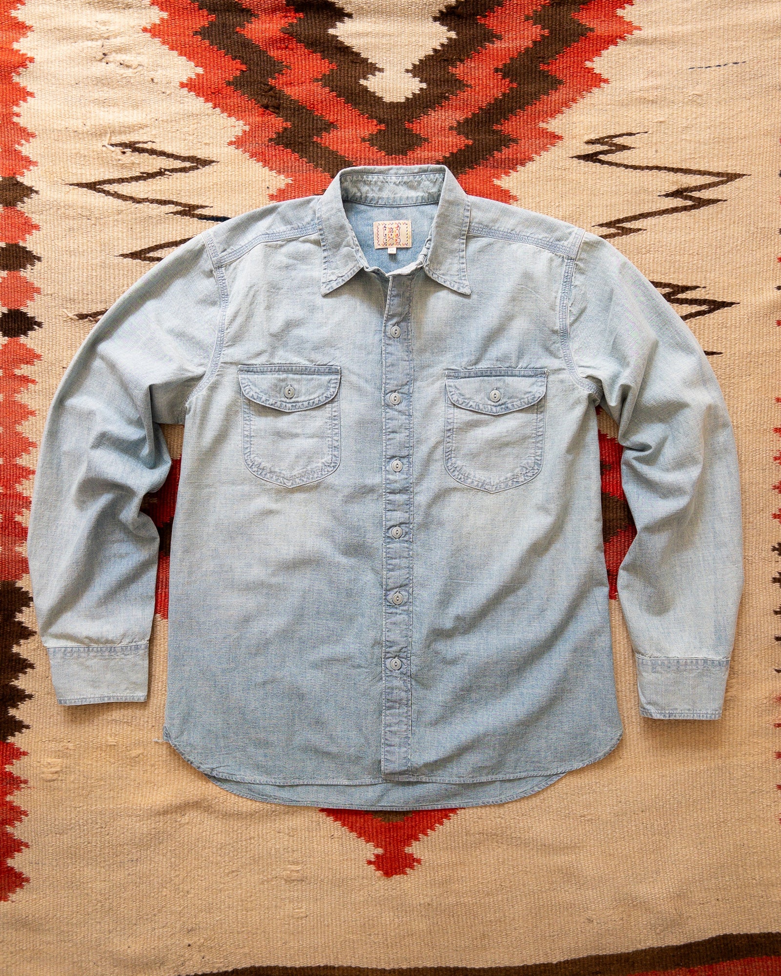 Workshirt Distressed And Sunfaded Indigo