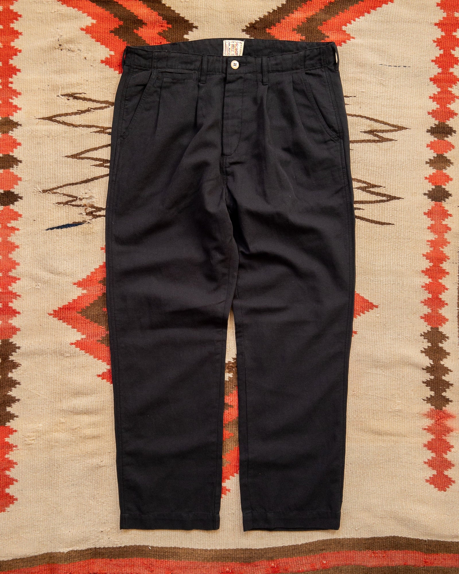 Pleated Cotton Linen Twill Chino Faded