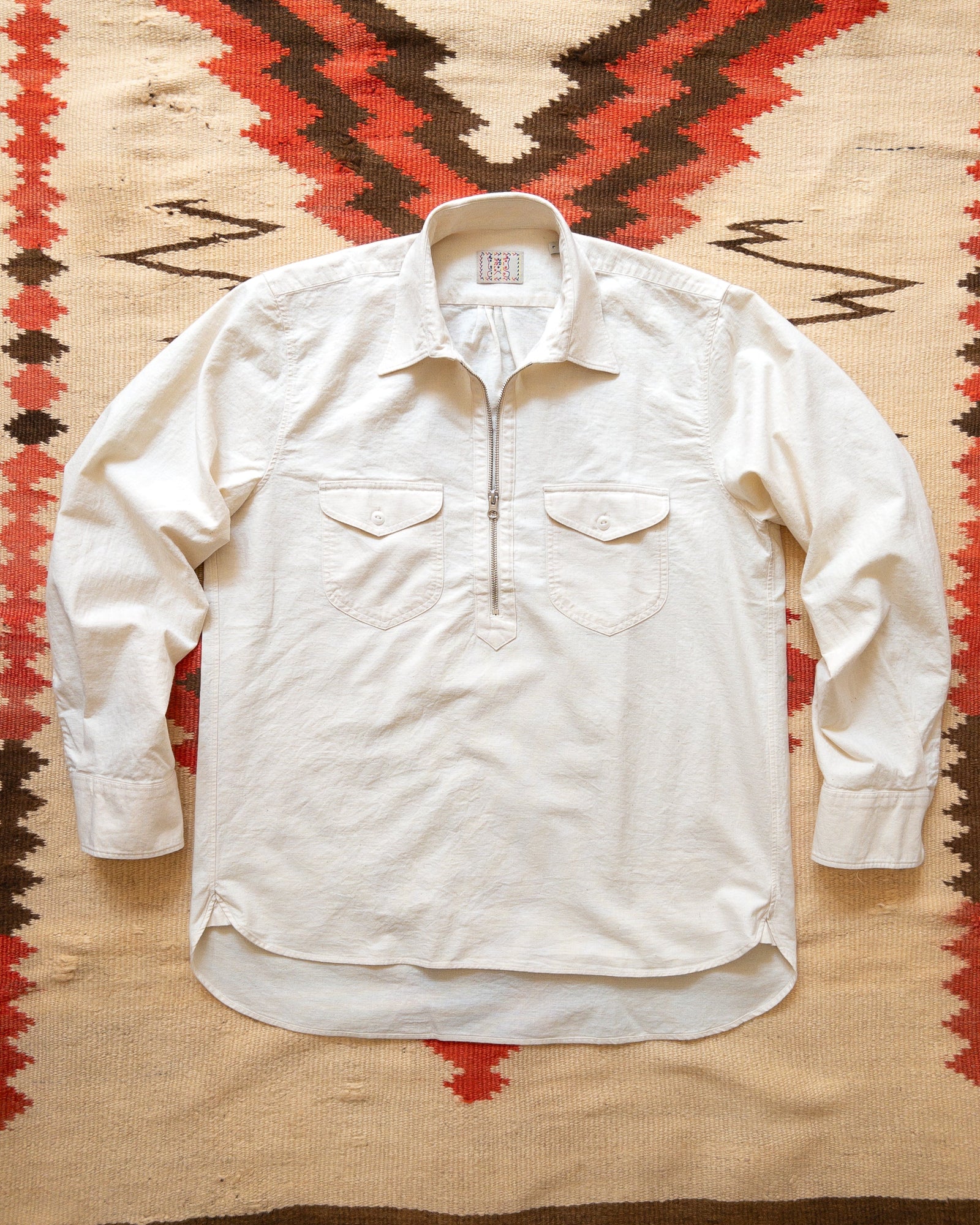 Aertex Half Zip Shirt Unbleached