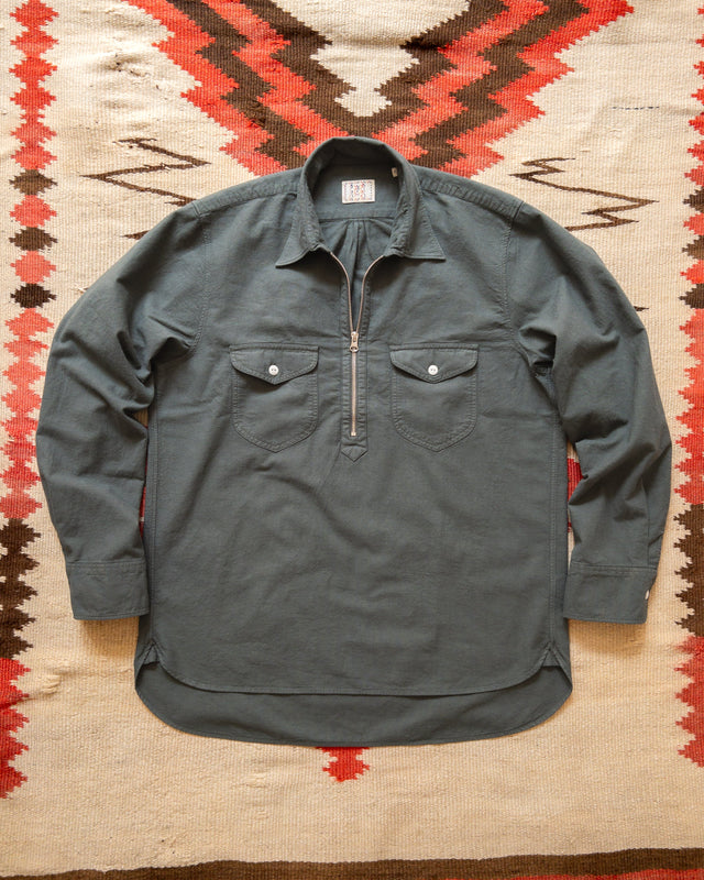 Aertex Half-Zip Shirt - Faded Black