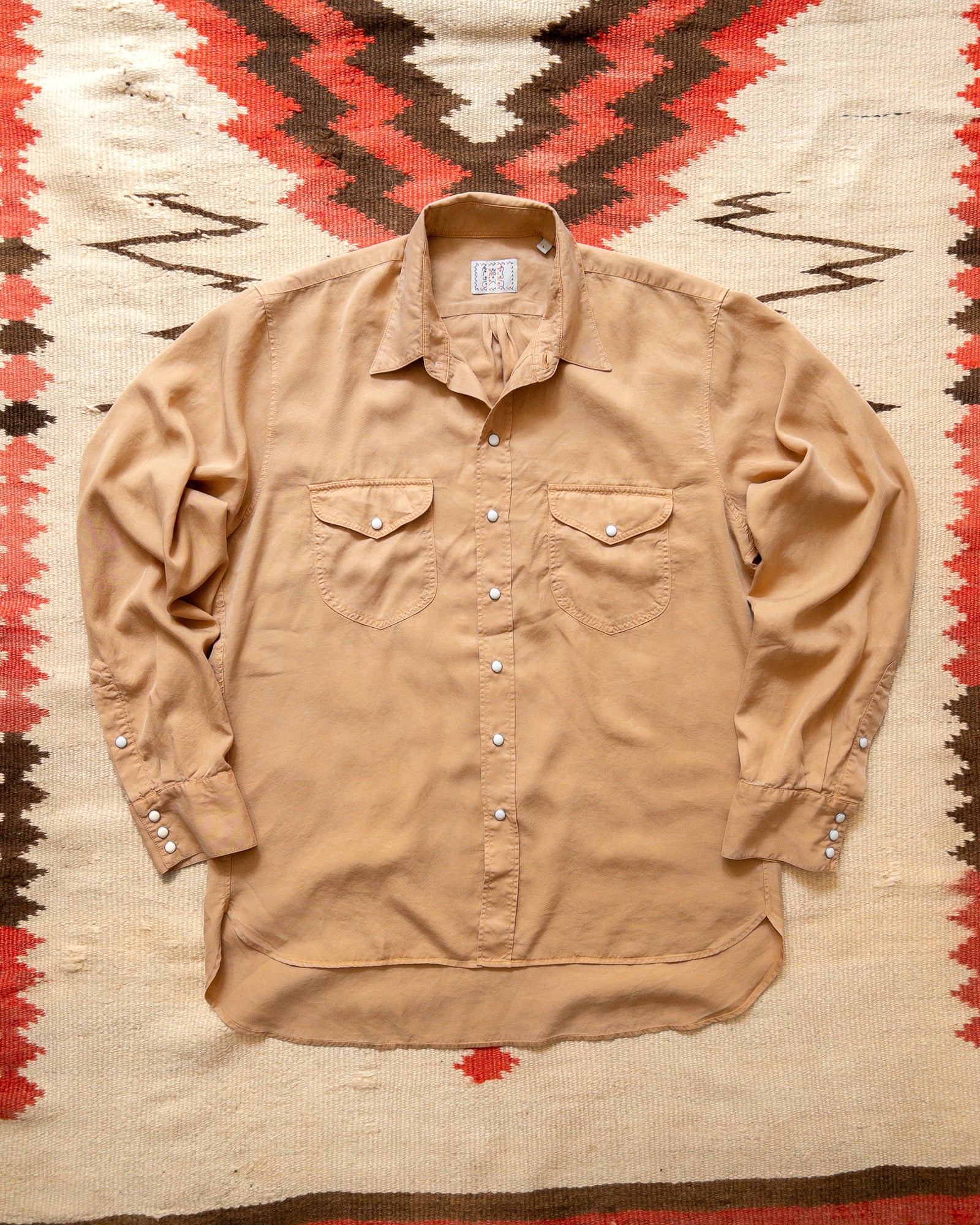 Tencel Gabardine Pearlsnap Shirt Apricot