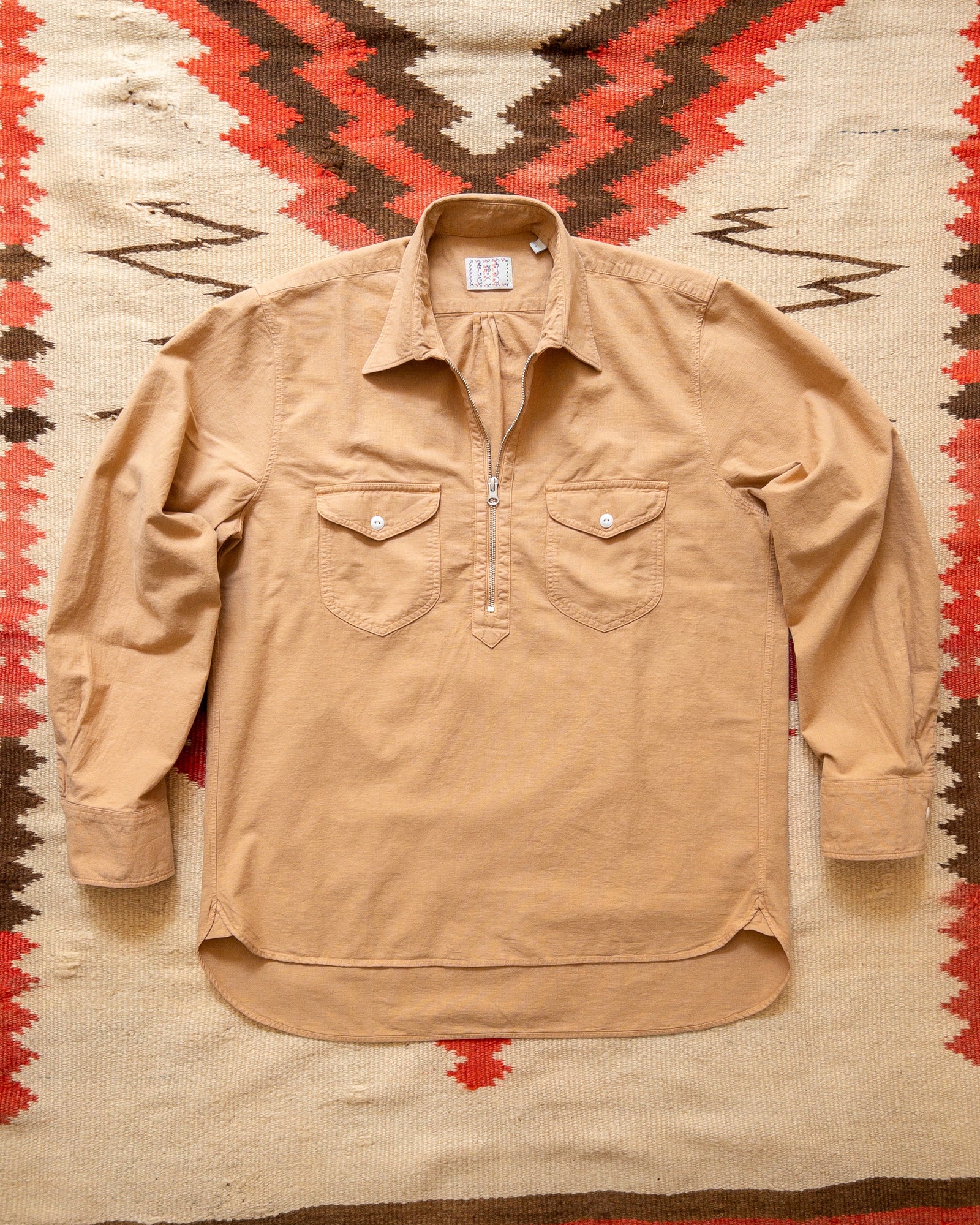 Aertex Half Zip Shirt Apricot