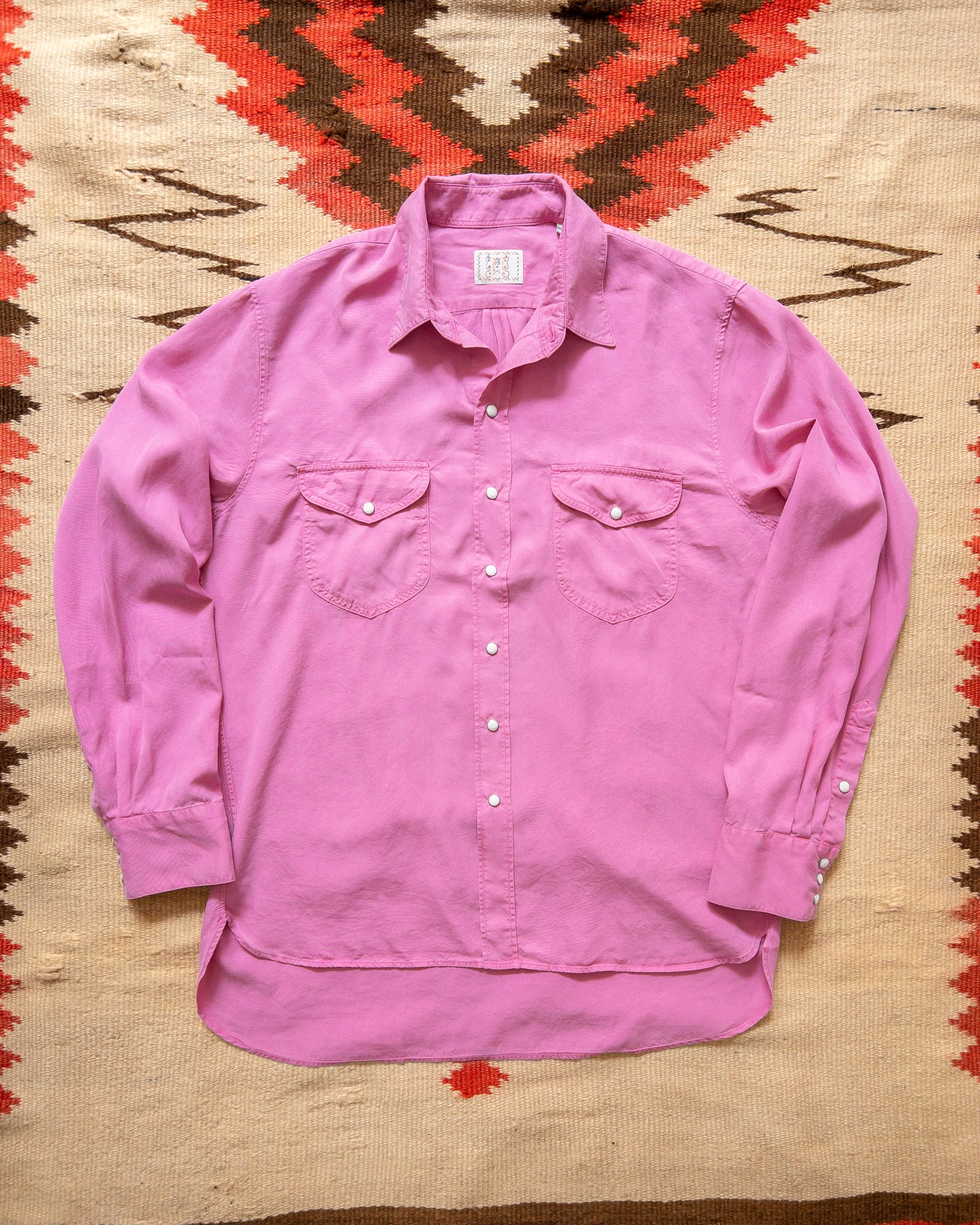 Tencel Gabardine Pearlsnap Shirt Flamingo
