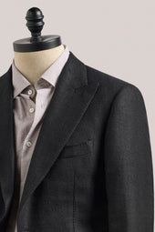 Apollo Unstructured Blazer- Wool/Silk/Linen - Black Twill